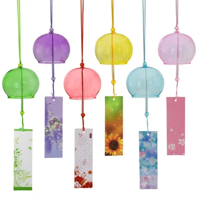 Immagine prodotto di Campanelli eolici in vetro colorato, set da 6 pezzi, ideali per giardino e terrazza