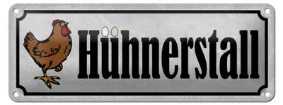 Produktbild von Blechschild Hinweis Hühnerstall Huhn, 27 x 10 cm, Blechschilder Spruch Hühner Tier Ei