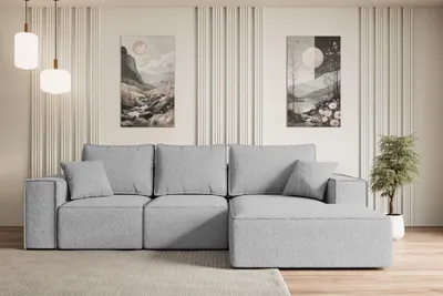 Produktbild von ALTDECOR Ecksofa mit Schlaffunktion und Bettkasten SERRA-L-S - 266x161x87 cm Hellgrau - Corner Sofa Bett Eckcouch Couch L-Form Schlafcouch Ausziehbar Wohnlandschaft Schlafsofa Cauchsofa