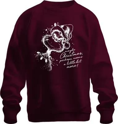 Obrázok produktu pre Grinch – možno Vianoce znamenajú niečo viac – Uni mikina, bordová, 3XL