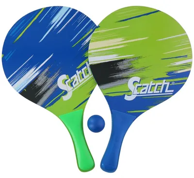 Productafbeelding van Scatch Beachball Set - Beachball Rackets met Bal - Strandspel met 2 Beachball Rackets en Bal - Strandspel voor Buiten - 3 Delige Set