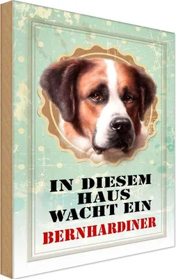 Produktbild von vianmo Holzschild 30x20 cm Hund in diesem Haus wacht Bernhardiner Tier Haustier