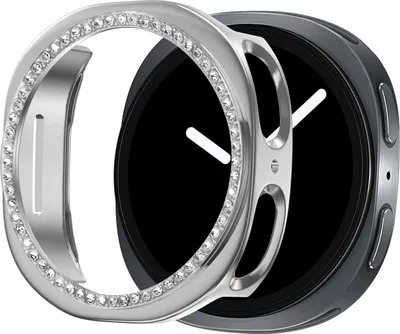 Produktbild von Bandz PC-Hartschalen-Schutzhülle mit Diamanten - passend für Samsung Galaxy Watch 8 - 40 mm - Schutzhülle aus Hartplastik - Halbschutzhülle (silber)