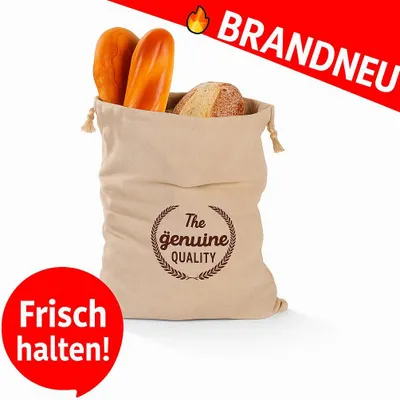 Produktbild von Brotbeutel Leinen wiederverwendbar mit Kordelzug für Baguette & Laib Aufbewahrung