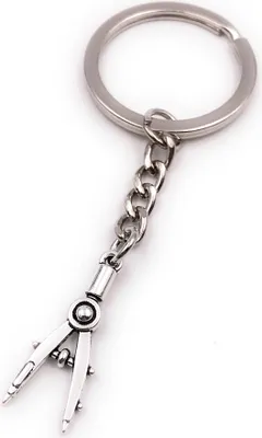 Produktbild von Onwomania Schlüsselanhänger Zirkel Zeichengerät Kreise Kreisbahn silber Anhänger Keychain