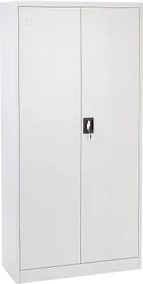 Produktbild von BELIANI Büroschrank Weiß Metall 40 x 90 x 184 cm mit 2 Türen Abschließbar 5 Fächer Metallschrank Spindschrank für Wohnzimmer Schlafzimmer Flur Büro