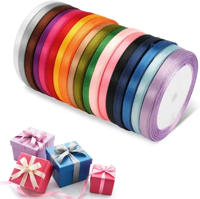 Imagen del producto de Cinta de satén de poliéster - 18 colores - Cinta de tela de 6 mm x 22 metros