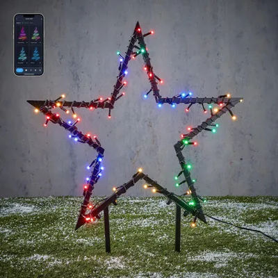 Produktbild von Luca Smart Lighting Gartenstecker Stern mit 80 LED-Lämpchen - H73 x Ø60 cm - RGB