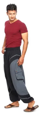 Produktbild von Haremshose Pumphose Aladinhose Pluderhose Yoga Goa Sarouel Baggy Aladin Freizeithose Soni Herren : grau L/XL Farbe: Grau Größe: L/XL