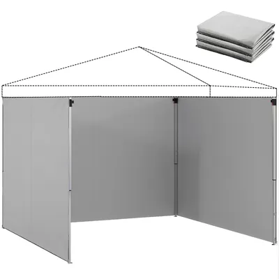 Produktbild von 3-teiliges Set Seitenteile mit Reißverschluss für 3 x 3 m Pavillon, Hellgrau