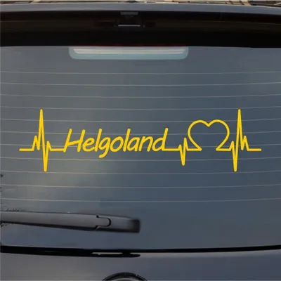 Produktbild von Heckscheibenaufkleber Helgoland Herzschlag Puls Insel Nordsee Liebe 55x14 cm Gelb Auto Aufkleber Sticker