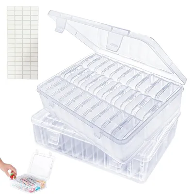 Produktbild von Sortierbox Aufbewahrungsbox Set - 62 Stück - Transparent - 60 x 5,5 x 5,5 cm und 2 x 22,5 x 17 cm - Mit Deckel