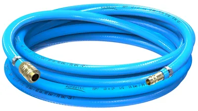 Immagine prodotto di Set di tubi per aria compressa AUPROTEC, diametro interno 13 mm, lunghezza 15 metri, in PVC. Include raccordi rapidi in ottone per compressori ad aria. Tubo per compressore AUPROTEC, altamente flessibile