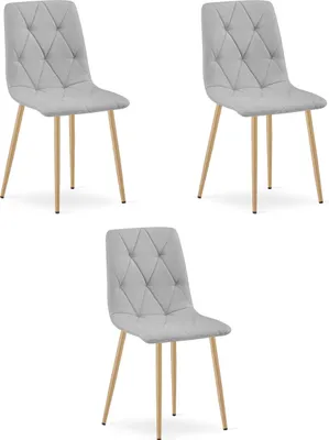 Imagen del producto de Sillón - Leobert - Modelo Libra - Tapizado en gris claro / Patas de madera - 44,5 x 54,5 x 87 cm - Juego de 3 unidades