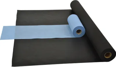Produktbild von Sensalux Kombi-Set 1 Tischdeckenrolle 1,5m x 25m schwarz + Tischläufer 30cm hellblau