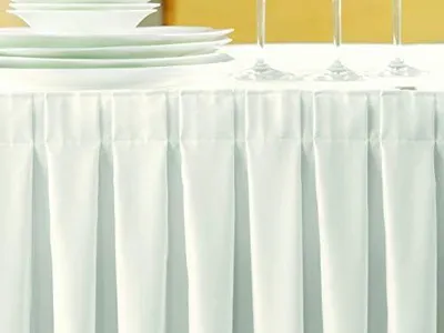 Produktbild von Tischskirting/Kellerfalte in Weiß 410 x 73 cm für Buffets und Tische