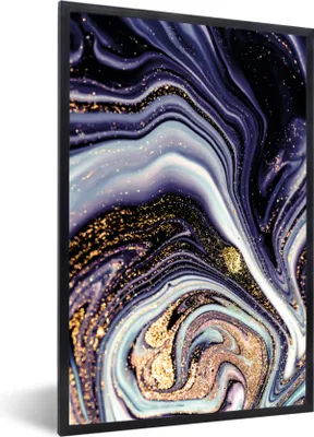 Produktbild von MuchoWow® Gerahmtes Poster Marmor - Lila - Luxus - Marmoroptik - Glitzer 60x90 cm - Poster mit Schwarzem Bilderrahmen Wandposter Rahmen Foto Bilder - Kunst