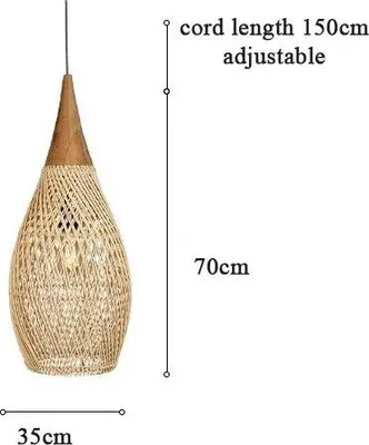 Obrázek produktu pro Závěsné svítidlo, výškově nastavitelné, ručně tkaný design, 35 x 70 cm, bez žárovky