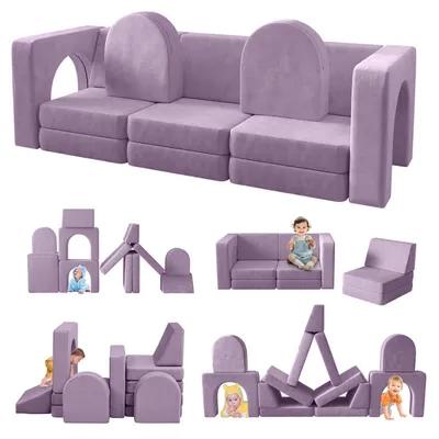 Immagine prodotto di Divano modulare per bambini, 13 pezzi, colore blu