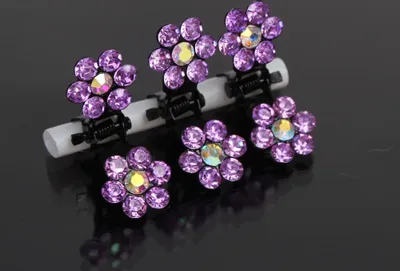 Produktbild von Mini Haarklammern Strass Haarkneifer lila 3 Stück