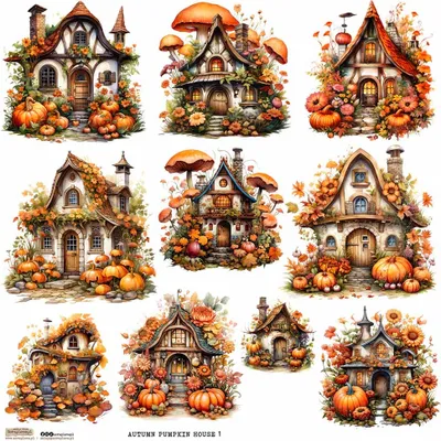 Produktbild von AUFKLEBER - ScrapLove - Autumn Pumpkin Houses 1