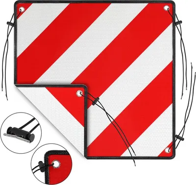 Zdjęcie produktu dla Tabliczka ostrzegawcza Jayseuw – Włochy i Hiszpania, 2 w 1, 50 x 50 cm – odblaskowa tabliczka ostrzegawcza do bagażników rowerowych i kamperów