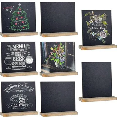 Productafbeelding van Ibenzoa® 8-delige set kleine, dubbelzijdige schoolbordjes met standaard, 15 x 13 cm, voor kinderen – geschikt voor krijt, kleurpotloden, fineliners en whiteboard-markeerstiften