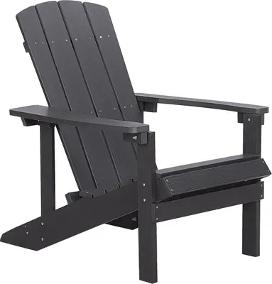 Produktbild von BELIANI Gartenstuhl Dunkelgrau Kunstholz breite Armlehnen Muskoka Adirondack Stil Terrasse Outdoor