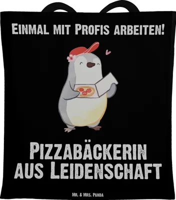 Produktbild von Mr. & Mrs. Panda Tote Bag Pizzabäckerin Leidenschaft - Schwarz - Geschenk, Spruch, Beutel, Tragetasche, Laptoptasche, Lustig, festival tasche, Witzig, Pizzabringdienst