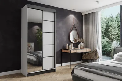 Image de KIER FURNITURE Armoire coulissante, armoire blanche, 100 x 200 x 62 cm