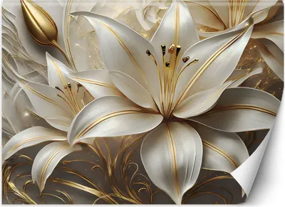 Produktbild von Vlies fototapete Gold Lilie Blume 150x105 cm Feeby Gold inkl. Kleber einfache Montage