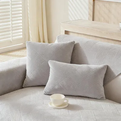 Zdjęcie produktu dla 2 sztuki poduszek na sofę (bez wypełnienia), antypoślizgowe, pogrubione poduszki na sofę, gruba sofa, poduszki antypoślizgowe na sofę, ochrona mebli, wymiary: 45 x 45 cm, jasnoszary.