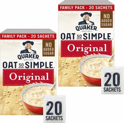 Produktbild von Quaker Oat So Simple Original Porridge Oatmeal - 40 Beutel x 27g Haferflocken in Cleverry Box Set