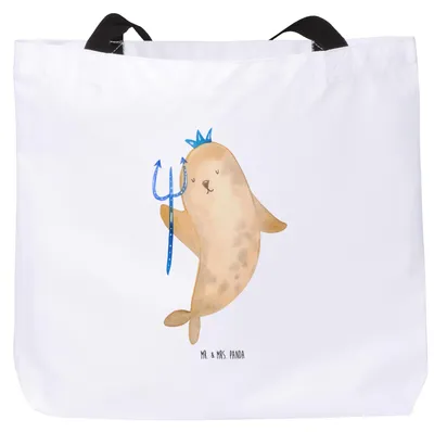 Produktbild von Mr. & Mrs. Panda Einkaufstasche Sternzeichen Wassermann - Weiß - Geschenk, Nix, Reisetasche, Tote Bag, Meer, Tasche, Meermann, Geburtstag Januar, Tragetasche, Schultasche