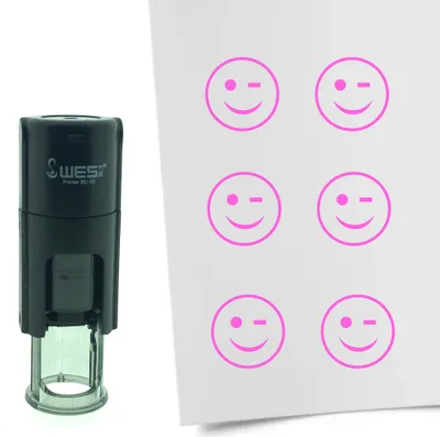 Produktbild von CombiCraft Selbstfärbender Stempel 'Zwinkernder Smiley' in der Farbe Pink, Ø10mm