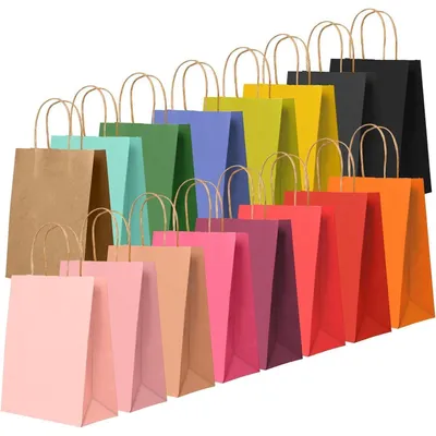 Zdjęcie produktu dla Torby papierowe z uchwytem, 24 sztuki, wymiary 15 x 8 x 21 cm, kolor Morandi