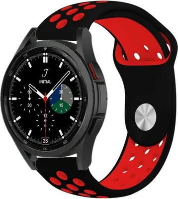 Produktbild von Strap-it Samsung Galaxy Watch 4 Classic 46mm Sportarmband (Schwarz/Rot)