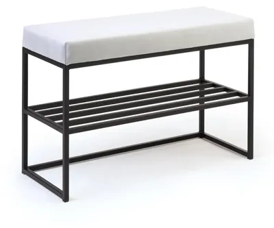 Produktbild von Stahlbank mit Sitzfläche „Geri“ 80 x 35 cm, moderner Schuhschrank