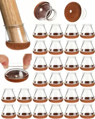 Obrázok produktu pre Ochranné podložky na nožičky stoličiek, okrúhle, silikónové, priehľadné, 32 kusov, 20-30 mm, vhodné na nábytok