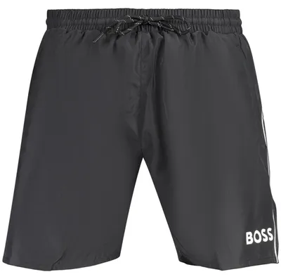 Produktbild von Elegante Herren Bade-Boxershorts in Schwarz mit Kontrastdetails
