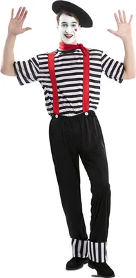 Produktbild von Pantomime-Kostüm für Herren Karnevalskostüm schwarz-weiss