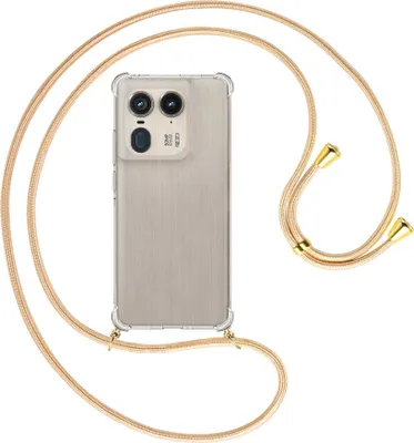 Produktbild von Handykette Backcover-Schutzhülle mit Band (Metall goldfarben) für Motorola Edge 50 Ultra 5G - Goldkordel