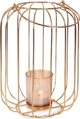 Home Styling Collection Laterne Lampion Teelichthalter Kerzenhalter Leuchter für Teelichter aus Metall Gold 21,5 cm