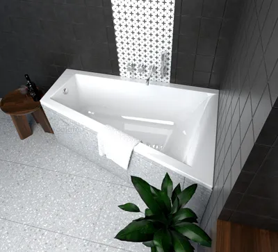 Produktbild von ECOLAM Eckbadewanne Trapez Rita Badewanne Acryl Trapezbadewanne 160 x 100 cm rechts + universelle Styroporverkleidung 1.041 Füße Ablauf Viega Silikon