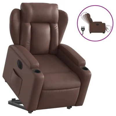Produktbild von vidaXL Relaxsessel mit Aufstehhilfe Elektrisch Braun Kunstleder