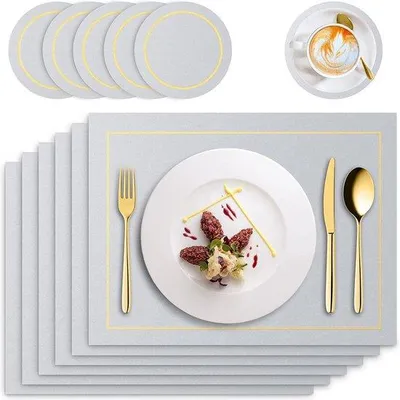 Obrázok produktu pre Uniqoos® Sada 6 podtáciek (41×31 cm) + 6 podložiek (10×10 cm) – odolné voči teplu až do 180°C, vodeodolné a olejodolné, protišmykové, umývateľné, bez BPA