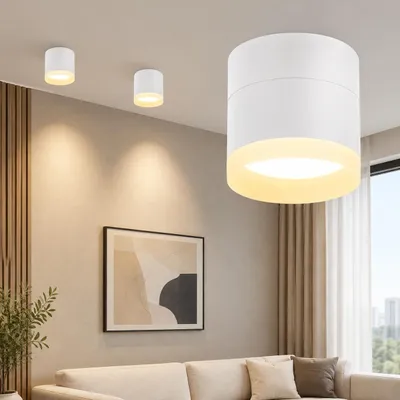 Immagine prodotto di ZMH Faretto LED da incasso bianco, faretto rotondo da incasso, faretto da soffitto da 5 W, faretto da incasso GX53, faretto da soffitto bianco caldo, lampada da soffitto in acrilico per corridoio e soggiorno, Immagine generata dall'IA
