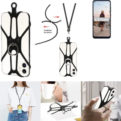 Produktbild von K-S-Trade 3in1 Handykette Handyband Handykordel Halsband Smartphone-Ring Handy-Ring kompatibel mit Samsung Galaxy M11 Fingerhalterung Handyring