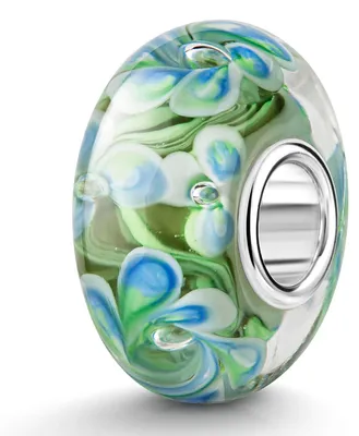 Produktbild von MATERIA by Matthias Wagner Blüten Glas Bead grün weiß blau mit Silber Hülse 973
