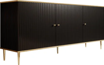 Produktbild von MIRJAN24 Kommode Glamour, Stilvoll Sideboard, Modern Highboard, Wohnzimmer Kollektion (Farbe: Schwarz + Gold)